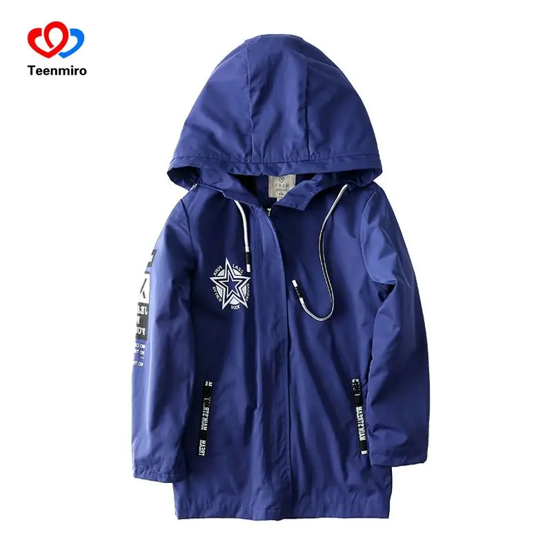 

2018 New Spring Coat Boy Long Jackets Children Windbreaker Hooded Overcoat Teenagers Kids Jacket Boys Park Children's Clothing