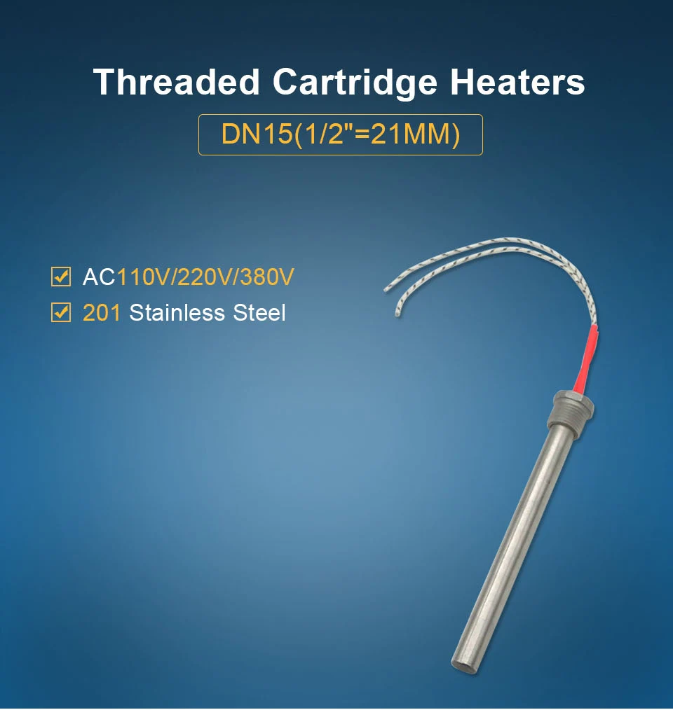 LJXH Картридж нагреватель нагревательный элемент 1/" резьба DN15/21 мм 12x350 мм размер трубы 201SUS AC110V/220 В/380 В