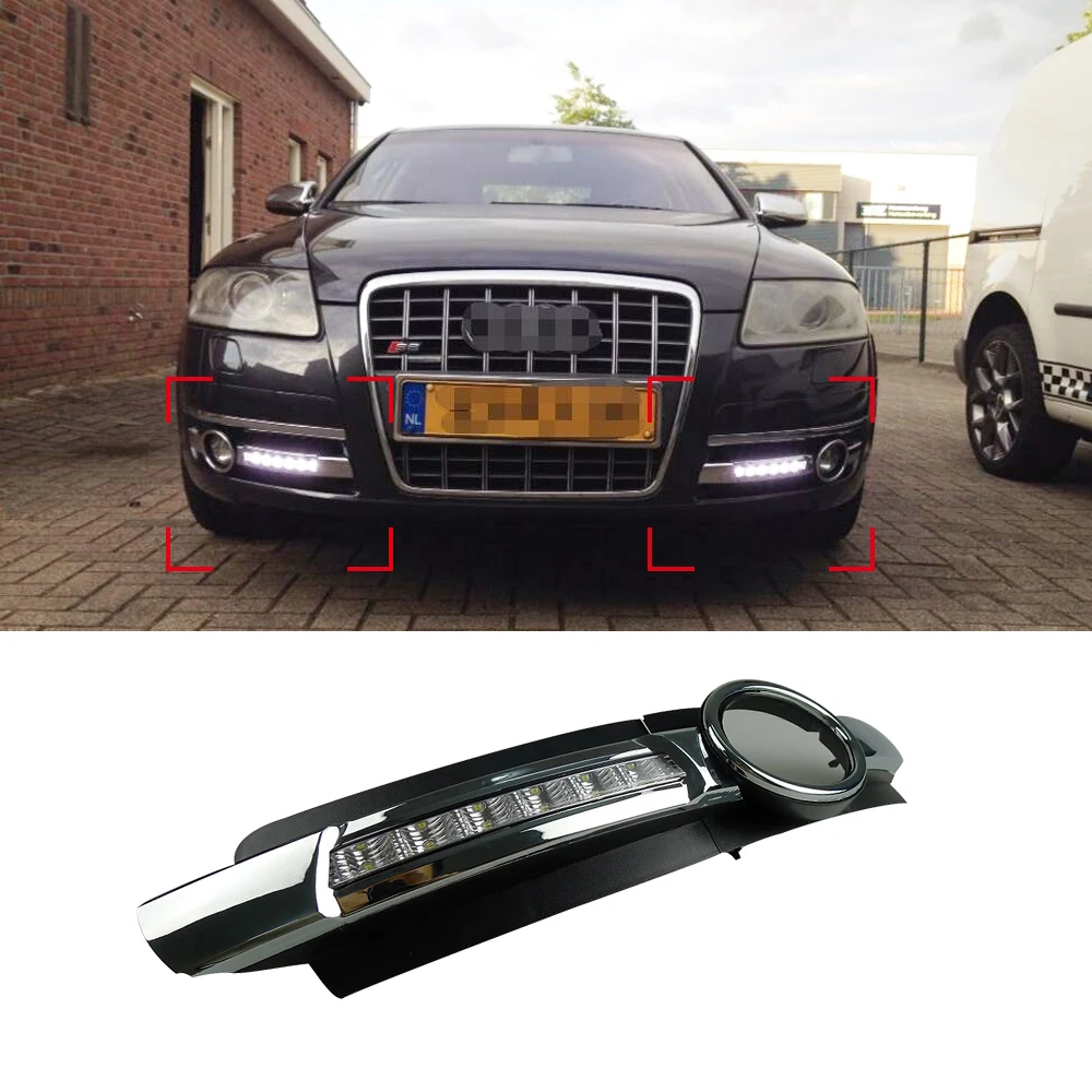 

Car LED DRL Waterproof ABS Super bright 12V LED Daytime Running Light for Audi A6 L C6 2005-2008