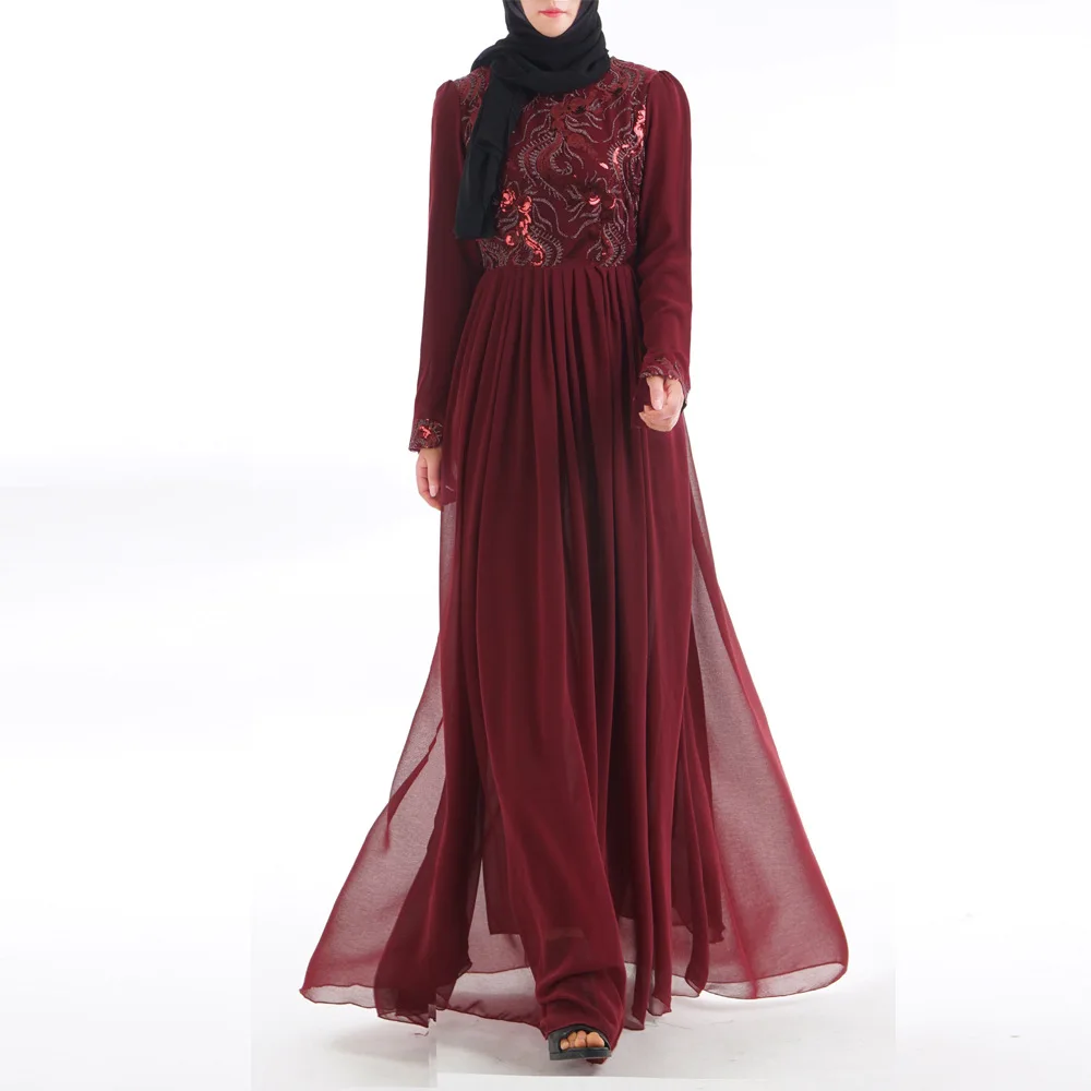 

Muslim women's fashion high-end 3D embroidered dresses