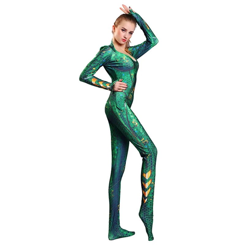 Aquaman Mera Sea queen, карнавальный костюм, сексуальный женский 3D принт, спандекс, облегающий боди, DC супергерой, детский костюм для девочек, костюм для Хэллоуина вечеринки