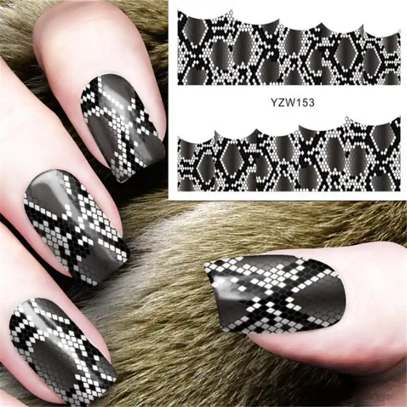 

Snake Skin Design Nail Wraps Water Decals Temporary Tattoos Tips For Design Manicure Decoration Nail Sticker Lettering On Nails