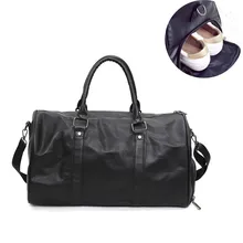 Черный кожаный спортивная сумка большой для Для женщин Фитнес открытый Для мужчин гимнастические мешки для обуви Сумки над плечо