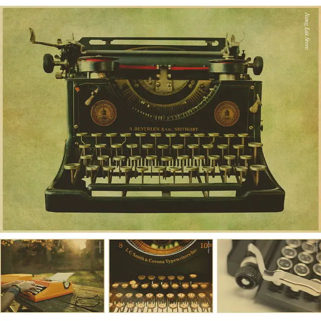 Nostalgic Old Typewriter Paper Poster Vintage Wall Sticker Nostalgic Old Typewriter Paper Poster Vintage Wall Sticker Home Decor Bar Pub Cafe Retro