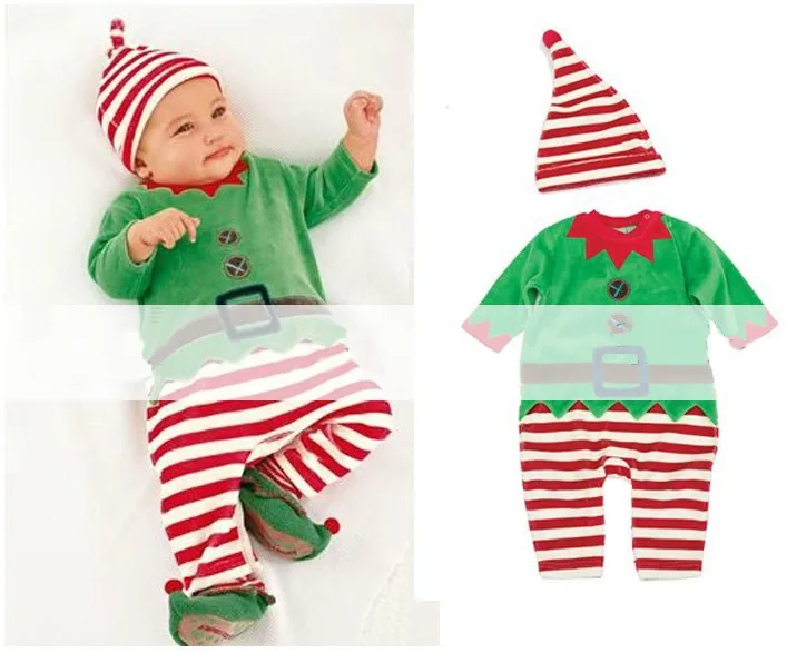 Милые рождественские боди для малышей, подарок для маленьких мальчиков и девочек, Новогодняя хлопковая одежда костюм из 1 предмета детская одежда 5 шт./партия - Цвет: Зеленый