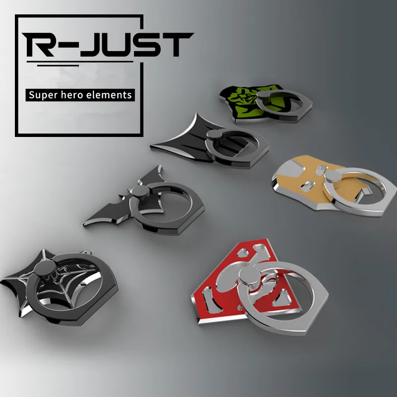 

R-JUST Super hero metal mobile phone ring holder with adsorption and high quality accessories metal ring bracket for all phone