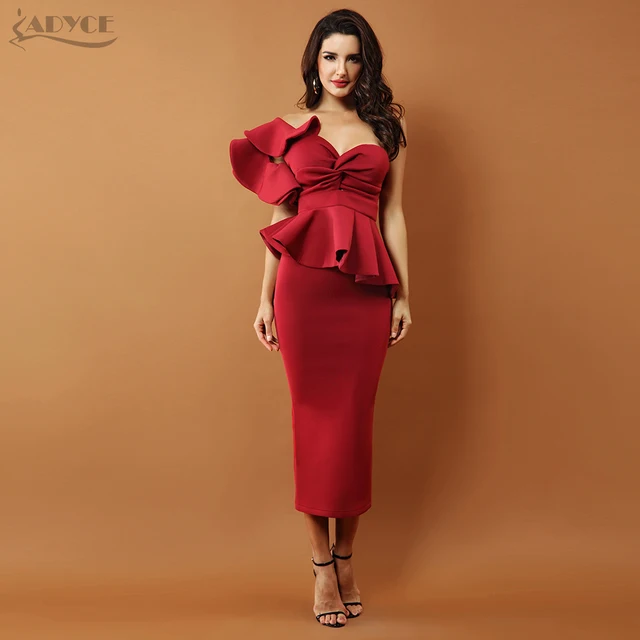 Adyce Celebrity Evening Party Dress 2018 New Women Dress Sexy Bodycon Set One Shoulder Short Sleeve Strapless Club Dress Vestido 1