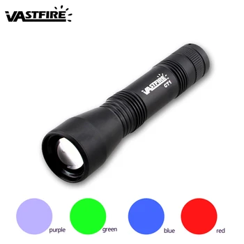 

Mini Flashlight Purple/Green/Blue/Red 4 Light color can choose 300 Lumen Zoomable LED Flashlight Camp Light No Battery