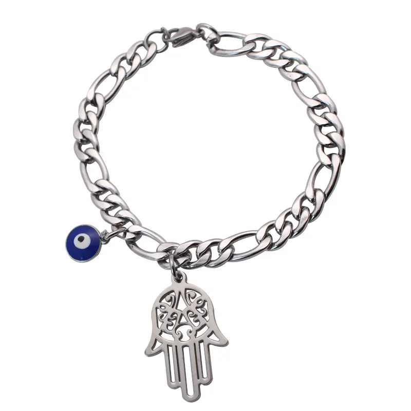 Исламский, мусульманский Хамса рука Фатимы амулет от сглаза браслеты из нержавеющей стали