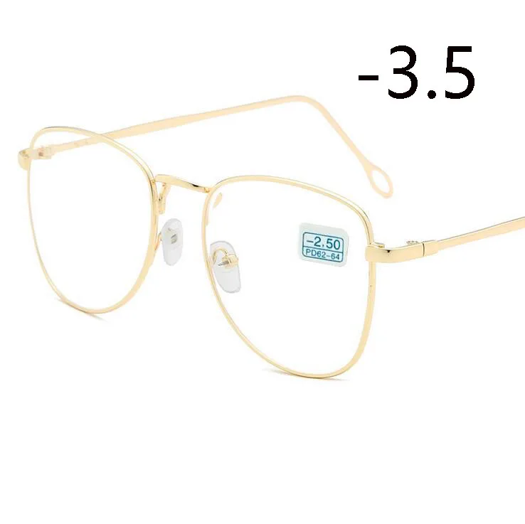 Ретро очки для близорукости с металлическим покрытием, для женщин и мужчин, овальные диоптрийные очки по рецепту, Черная/Серебристая/Золотая оправа-1,0-1,5-2,0-4,0 - Цвет оправы: Myopia 350