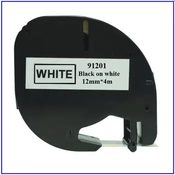 

LUDEOU For Dymo Letratag Plastic 12mm Label Printer Maker White Tapes 91201 Black on White Cartridge Tapes Letra Tag Plastic