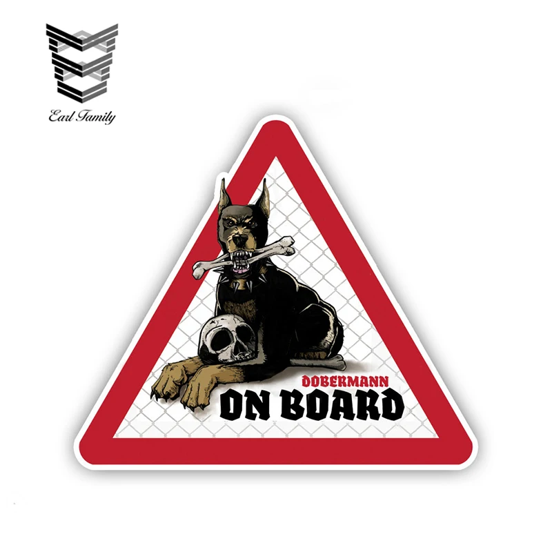 

EARLFAMILY 12cm x 10.5cm Dobermann Dog Car Stickers Dog on board Decals Pet Dog Decal Dog Warning Sign Funny Stickers