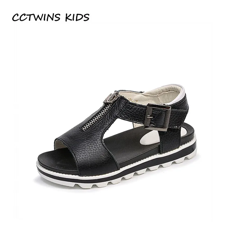 

CCTWINS KIDS 2018 Summer Baby Girl Genuine Leather Casual Shoe Children Fashion Beach Sandal Toddler White Flat BB013