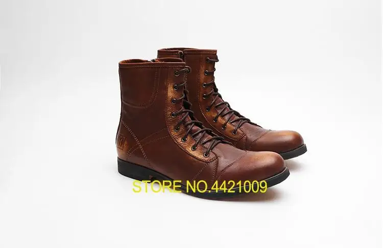

Lace-Up Men's Dress Oxfords Male Smart Casual Genuine Leather Carved High Top Martin Boots sewing thread Side Zipper Dress Shoes