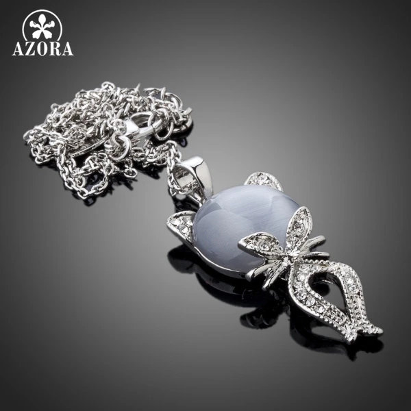 Ожерелье с подвеской из австрийского хрусталя Stellux AZORA The Gray Cat White Gold TN0103|necklace a|pendant