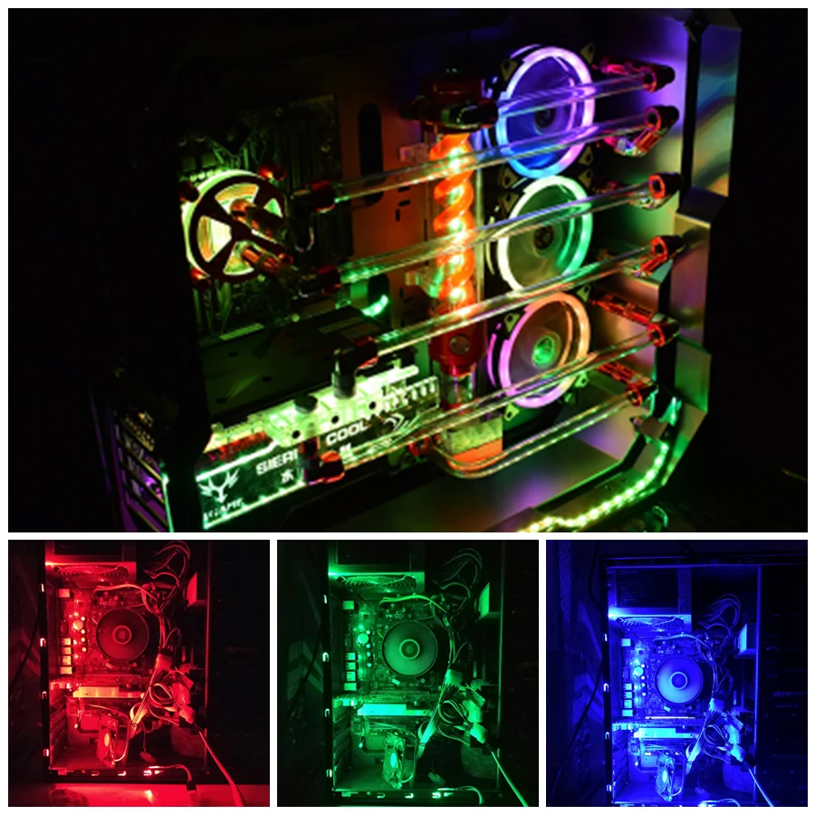 SATA RGB Светодиодные ленты ночник неоновая вывеска лампы Luminaria компьютерный корпус для ПК Подсветка светильник с РФ пульта дистанционного управления