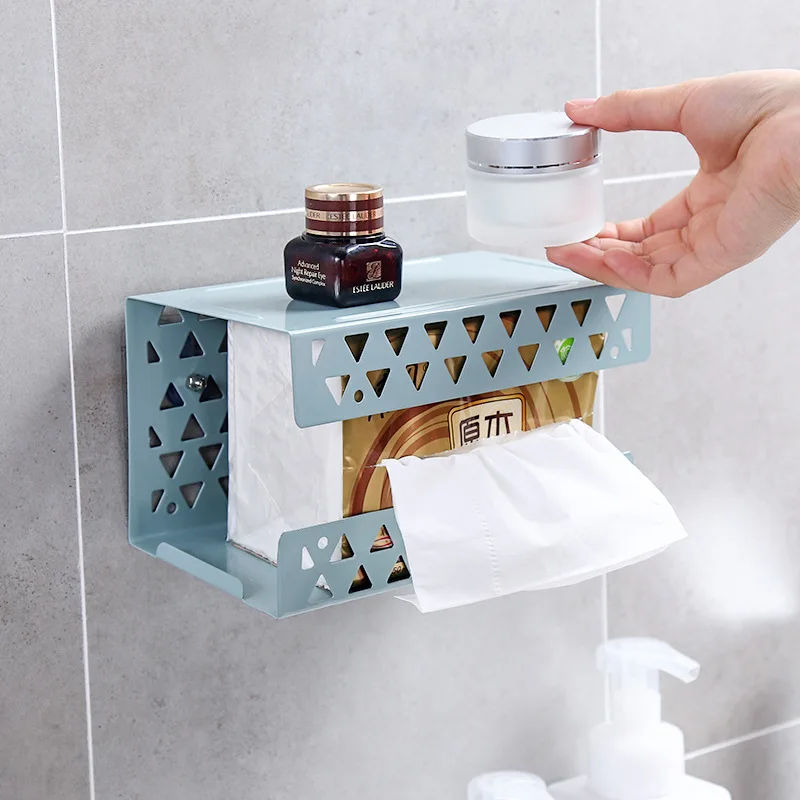 Железный полый кухонный держатель для бумажных полотенец Настенная коробка салфеток чехол для ванной комнаты Органайзер полки домашний декор