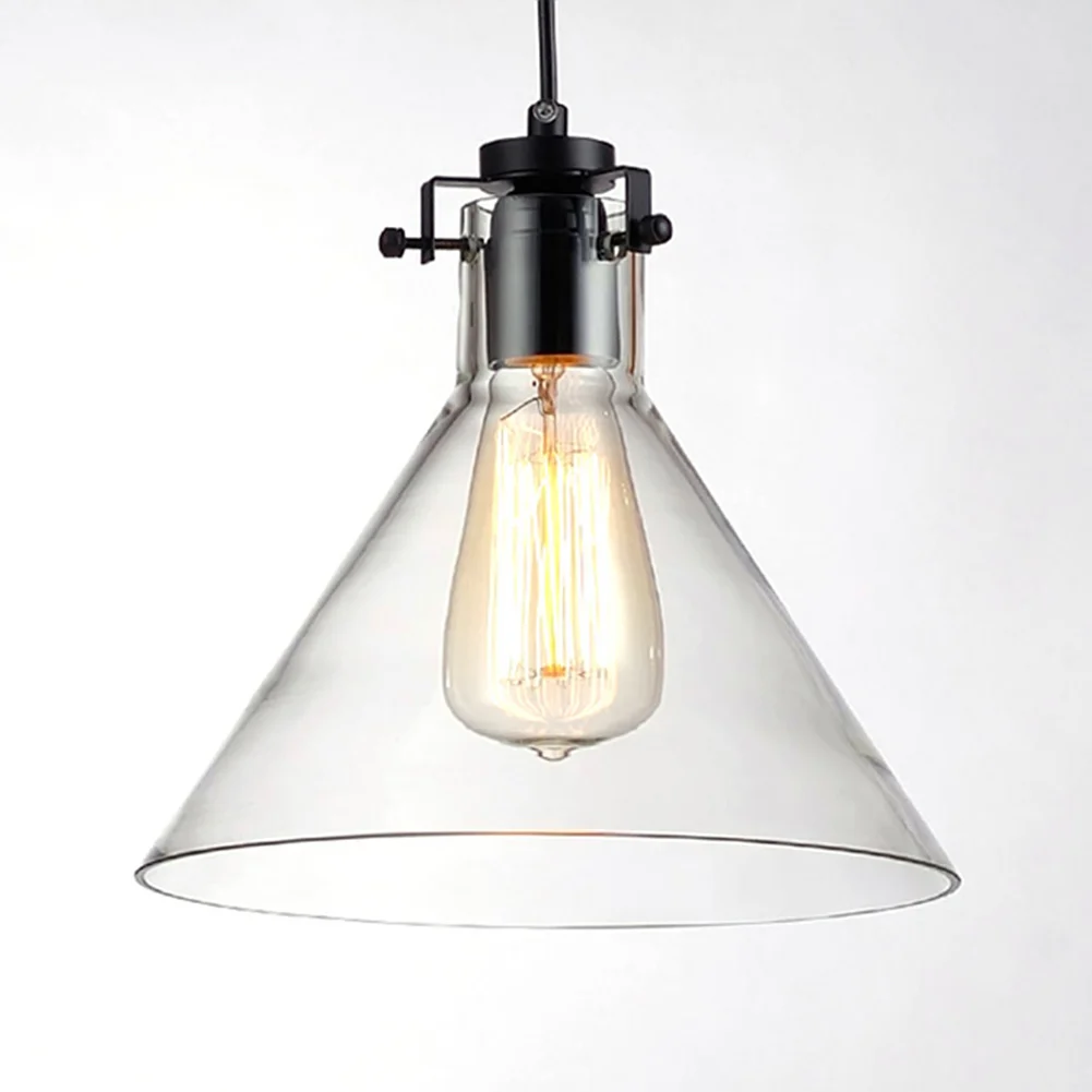 Vintage Funnel Pendant Lights Clear Glass Lamshade Loft Pendant Lamps