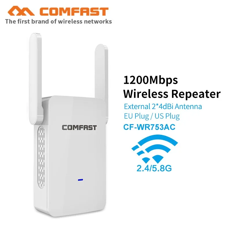 

COMFAST CF-WR753AC 5Ghz 1200Mbps Dual Band Wifi Repeater Dual Antenna Bridge Signal Amplifier Wifi Router Access Point repetidor