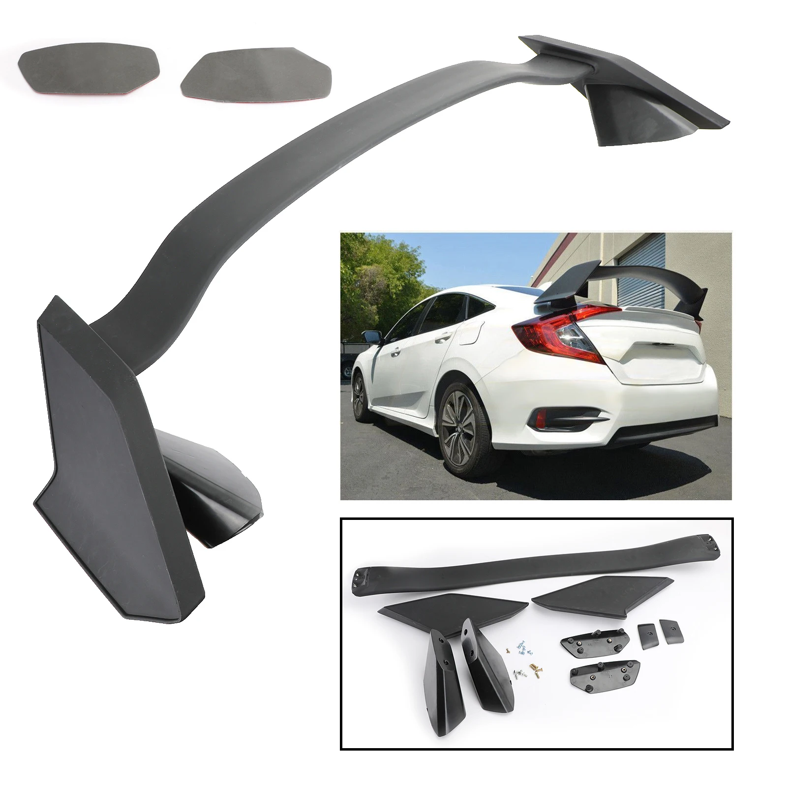 

Areyourshop Black Rear Trunk Spoiler Wing For Honda For Civic 2016-2019 Sedan 4DR Type-R Style Wing Spoiler Car Accessories Part