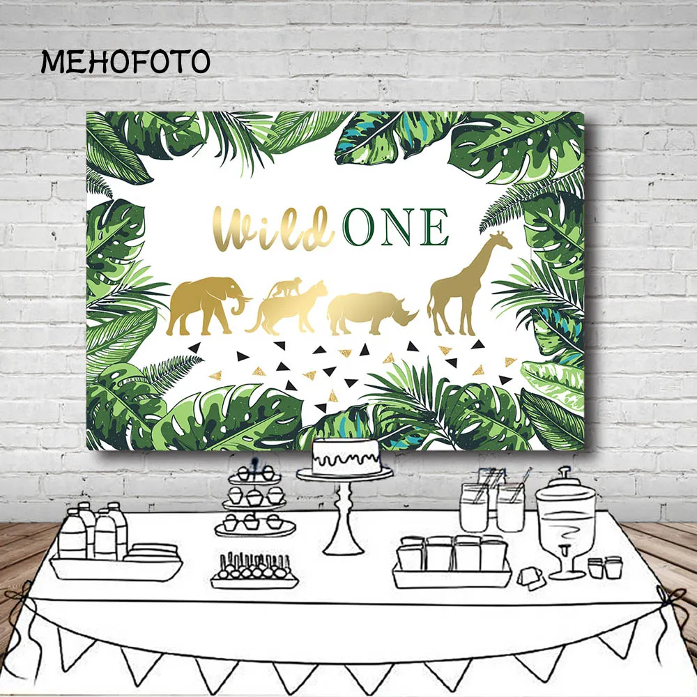 День рождения фон для фотосъемки Фоны Baby Shower и надписью Wild One Джунгли партия