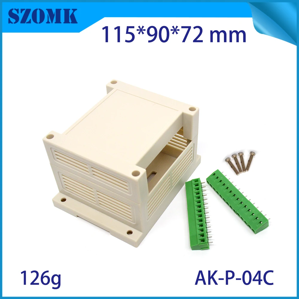 

4 pcs plastic din rail enclosures for electronics PLCC junction box abs material with terminal blocks 115x90x72mm szomk mount