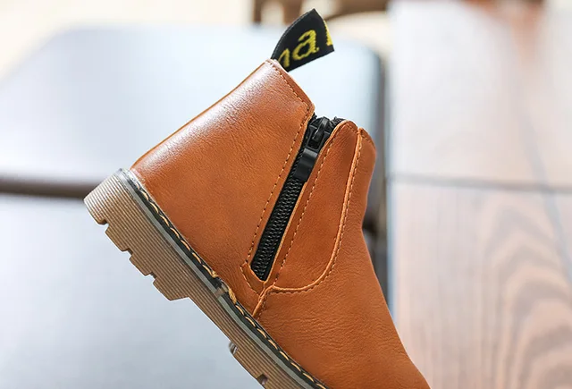2019 New Autumn Children Shoes PU Leather Waterproof Leather Boots Warm Kids Snow Boots Girls Boys Rubber Boots Fashion Sneakers 17 16