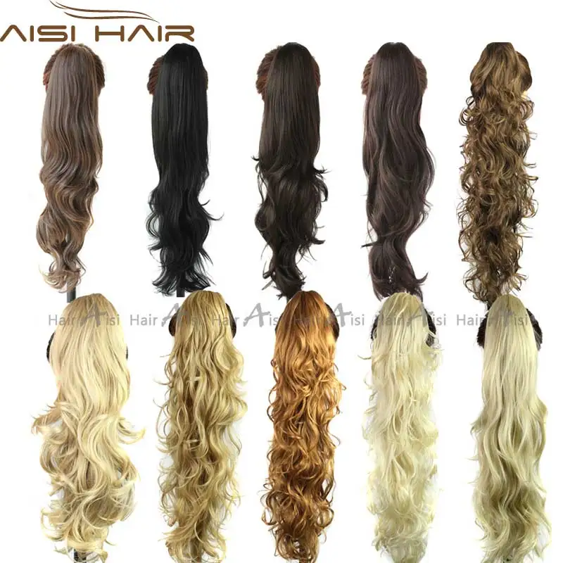 Synthetic Long Curly Wavy Claw Drawstring Clip False Ponytail natural Hair Extension Fake Tress Hairpieces My Little Pony Tail