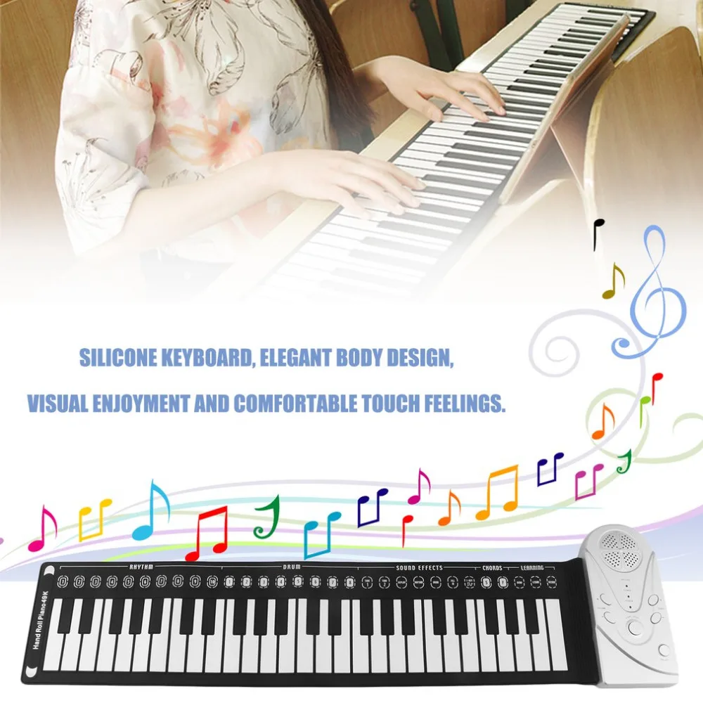 Новая 49 клавиш цифровая клавиатура фортепиано ручная рулон музыка электронная фортепианная подставка с динамиками гибкий органный подарок для детей студентов