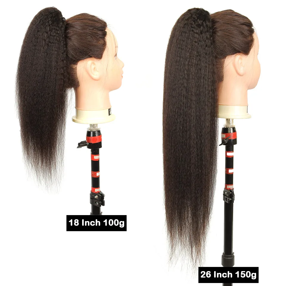 [Yvonne] кудрявый прямой шнурок конский хвост человеческие волосы на заколках для наращивания высокое соотношение бразильские девственные волосы натуральный цвет