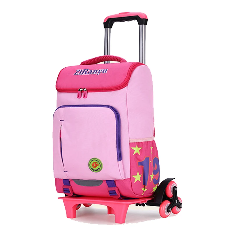 

ZIRANYU Kids boys girls Trolley Schoolbag Luggage Book Bags Backpack Latest Removable Children School Bags 2/6 Wheels Stairs