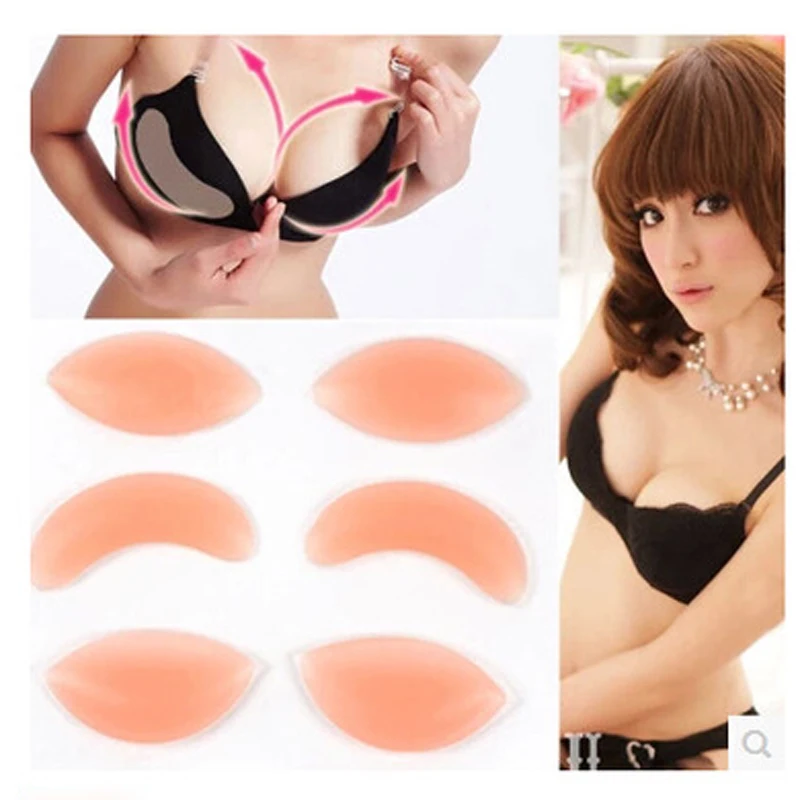 1Pair Soutien Gorge Silicone Gel Bra Insert Pads Breast Enhancer Push Up Bra Pad Women Bikini Swimwear Invisible Sticky Bra Pads 3