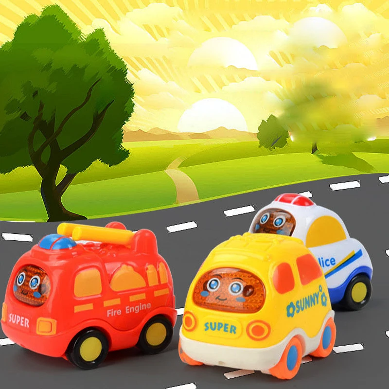 6 шт./компл. игрушечный автомобиль детская мультяшная игрушечная машинка инерционная задняя вертолет полицейский такси автобус скорой помощи детский подарок