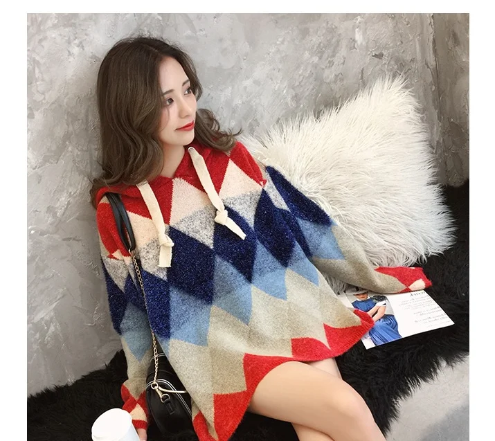 Sweater Tops Women 2019 Spring Casual Loose Long Sleeve Pullover Vintage Print Jumper | Женская одежда