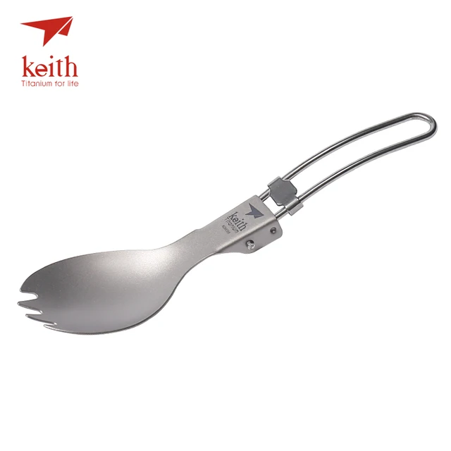 US $7.00 Keith Titanium Folding Spork Portable Outdoor Camping Cutlery Travel Tableware Picnic Hiking Conven