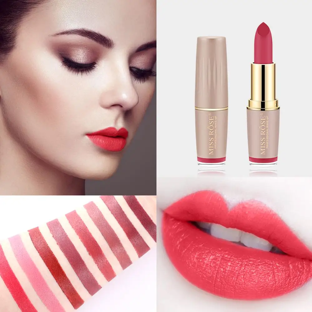 

MISS ROSE Matte Lipstick Gold Tube Red Aunt Lipstick Waterproof Lasting Lipstick