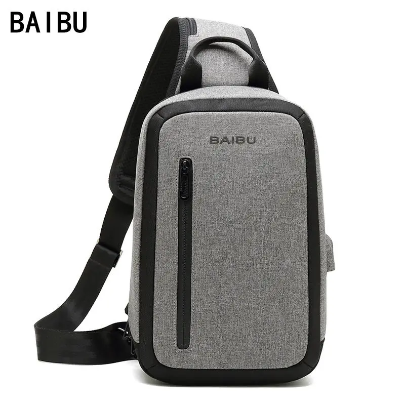 

BAIBU Men new Anti-theft Large capacity multi-pocket Crossbody Bag Casual Men Chest Bag Waterproof Sling-Bag iPad Messenger Bag