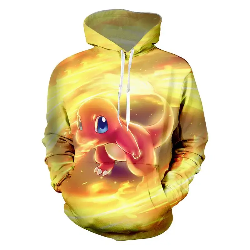 2018 Новая мода для мужчин и женщин Charmander желтая забавная толстовка с 3D принтом