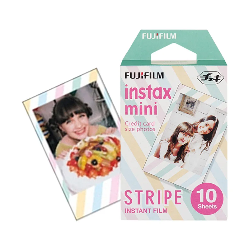 Stripe Подлинная Fujifilm Instax Mini 8 9 цветная фотобумага 10 шт. для Fuji 9 8 7s 50 90 25 70 Share SP-2 SP-1 Liplay мгновенная камера - Цвет: Stripe