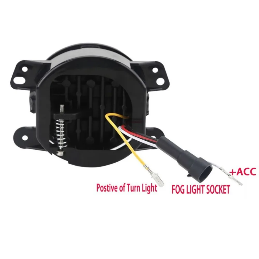 4 Inch Round Led Fog Light Headlight 30W Projector lens With White Amber Halo DRL Lamp For Offroad Jeep Wrangler Jk Daymaker (1)