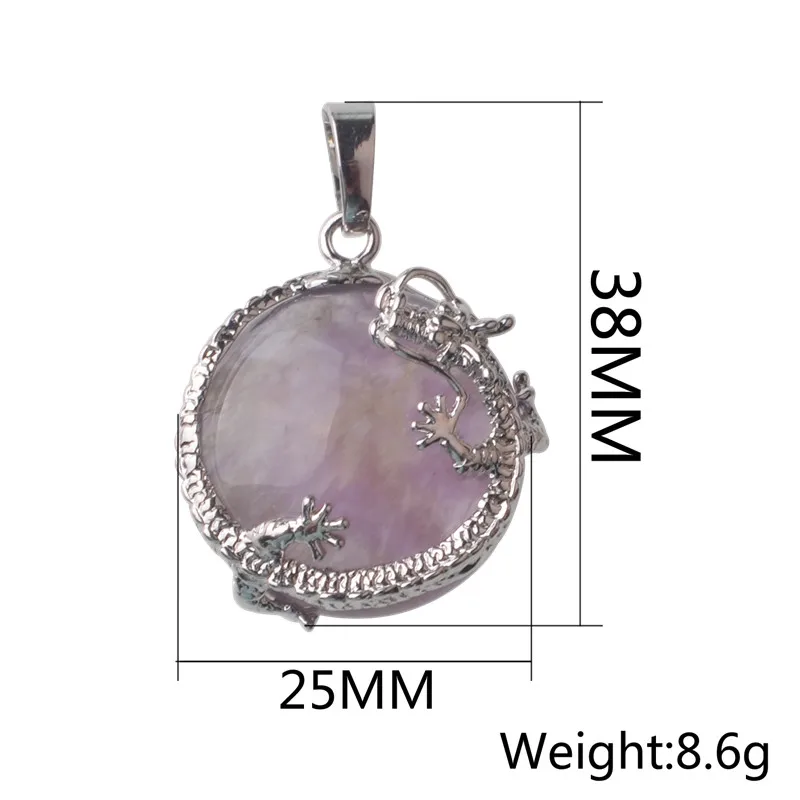 2019 Wholesale 10pcs\lot Mixed Color Quartz Stone Chinese Dragon Pendant For DIY Jewelry Free Leather Or  Chains