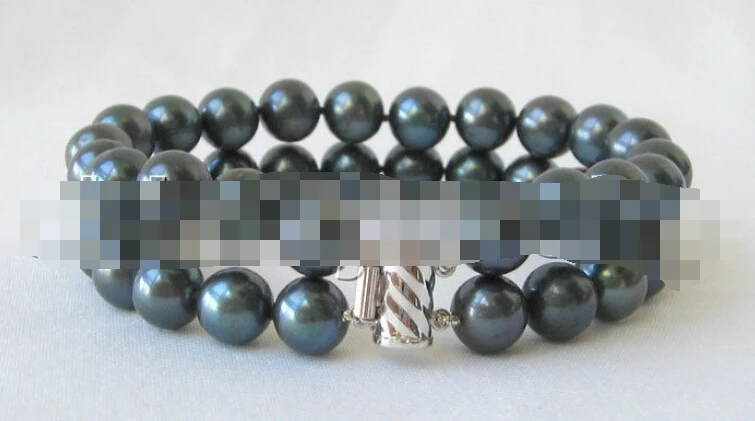 

FREE SHIPPING>>>@@ 0739 natural black round freshwater pearl bracelet
