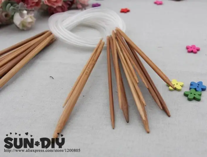 Бамбуковые круговой вязальные спицы 80 см 18 шт. 2,0-10,0 мм для поделки своими руками Вязаные изделия