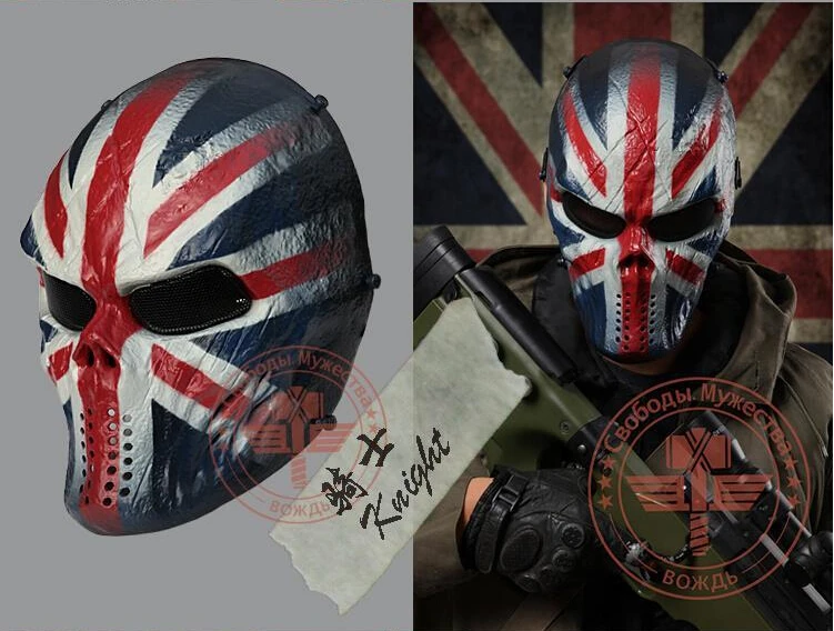 Wargame tactical England flag full face skull mask,Paintball Mask