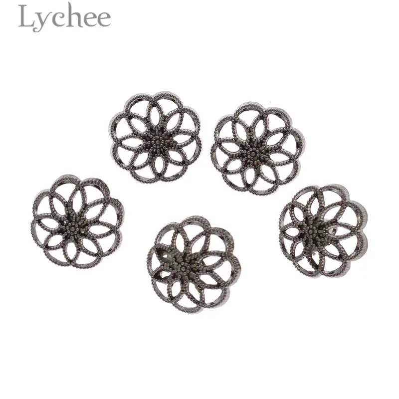 Lychee 5 шт. 15 мм/18 мм полые цветочные пуговицы золотого цвета металлические декоративные кнопки DIY Швейные принадлежности аксессуары для одежды