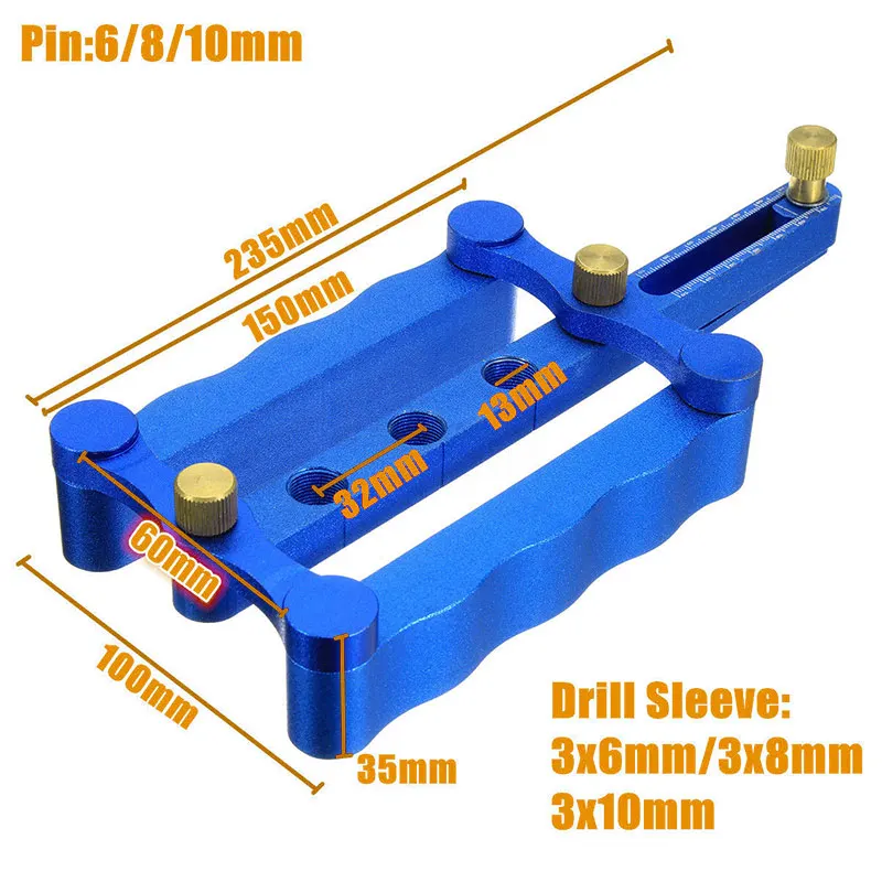 6//8 //10mm Self Centering Dowelling Jig Metric Dowel Wood Drill Holes Kit Tools
