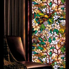 Наклейки на стекло 45 см* 110 см для стеклянных окон, листьев винограда, магнолии, орхидеи, цветка булыжника, пленка для конфиденциальности vinilo ventana