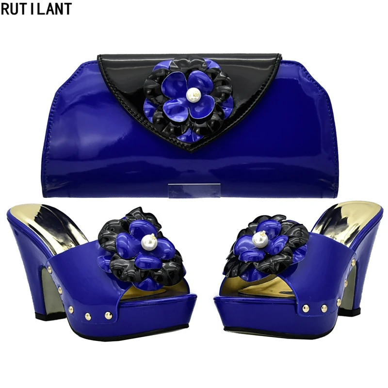

Latest Design African Women Wedding Shoes and Bag Set Decorated with Appliques Italian Shoes with Matching Bags 2018 Party Shoes