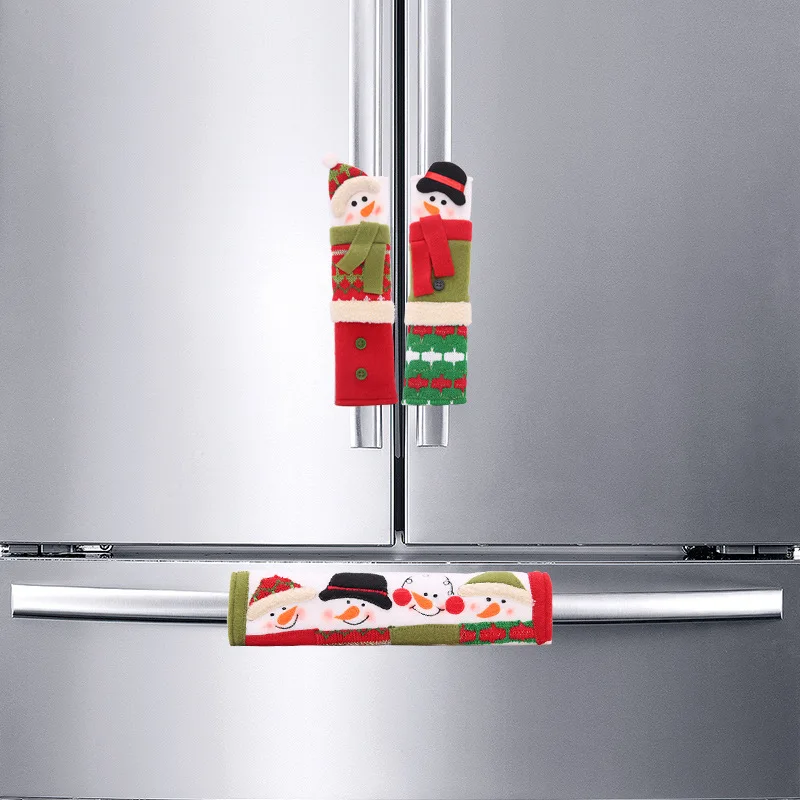

eTya 3PC/Set Snowman Kitchen Appliance Handle Covers Christmas Decor Kitchen Tools Microwave Door Refrigerator Handle Cover Sets