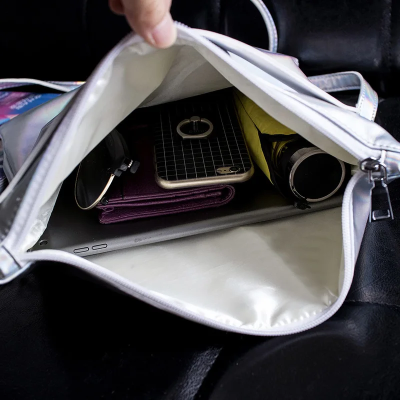 Складной Серебряный вечерний клатч, модные сумки через плечо, высокое качество, дамская сумочка-конверт, сумка через плечо, голографическая